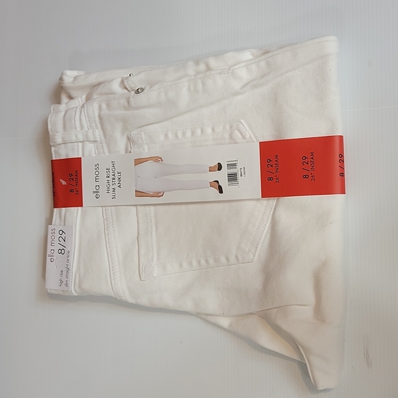 Ella Moss Women's Junior's High Rise Slim Straight Ankle 26" Inseam Jeans White - Picture 7 of 12